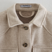 Women's Wool Coat - Medium-Length Winter Coat for Women with Belt and Button Closure-5