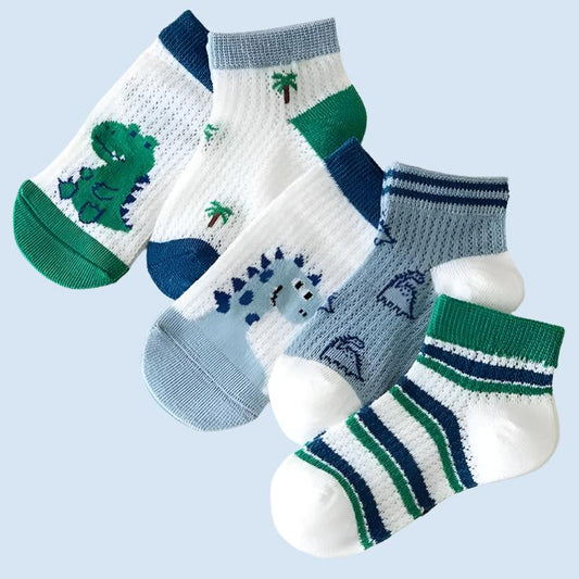 DinoMesh Kids Socks – 5 Pairs of Breathable Summer Cotton Socks