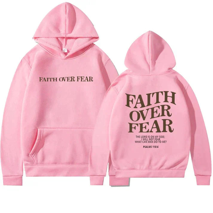 Variant image for Unisex Inspirational Hoodie with Psalm 118:6 Faith Over Fear Message-5