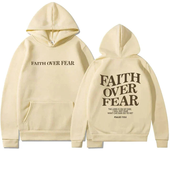 Unisex Inspirational Hoodie with Psalm 118:6 Faith Over Fear Message 5