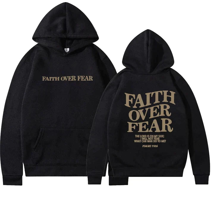 Unisex Inspirational Hoodie with Psalm 118:6 Faith Over Fear Message 4