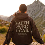 Unisex Inspirational Hoodie with Psalm 118:6 Faith Over Fear Message 1
