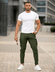 Men's Cargo Pants - Green Casual Outdoor Trousers with Multiple Pockets-4