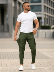 Men's Cargo Pants - Green Casual Outdoor Trousers with Multiple Pockets-5