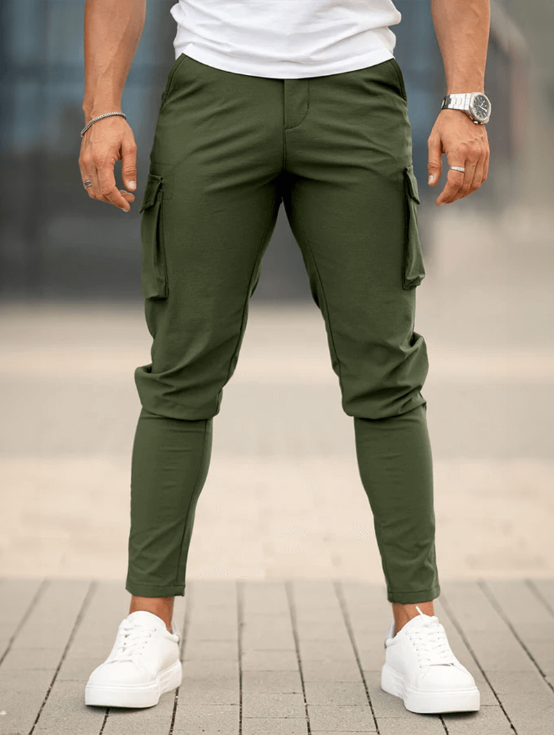 Variant image for Men's Cargo Pants - Green Casual Outdoor Trousers with Multiple Pockets-1