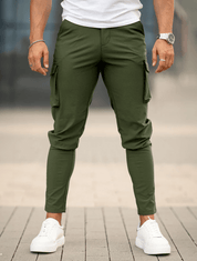 Variant image for Men's Cargo Pants - Green Casual Outdoor Trousers with Multiple Pockets-1