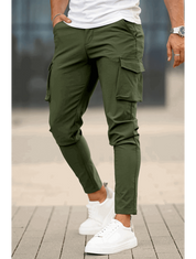 Men's Cargo Pants - Green Casual Outdoor Trousers with Multiple Pockets-6