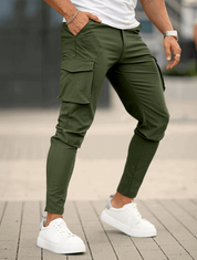 Men's Cargo Pants - Green Casual Outdoor Trousers with Multiple Pockets-2