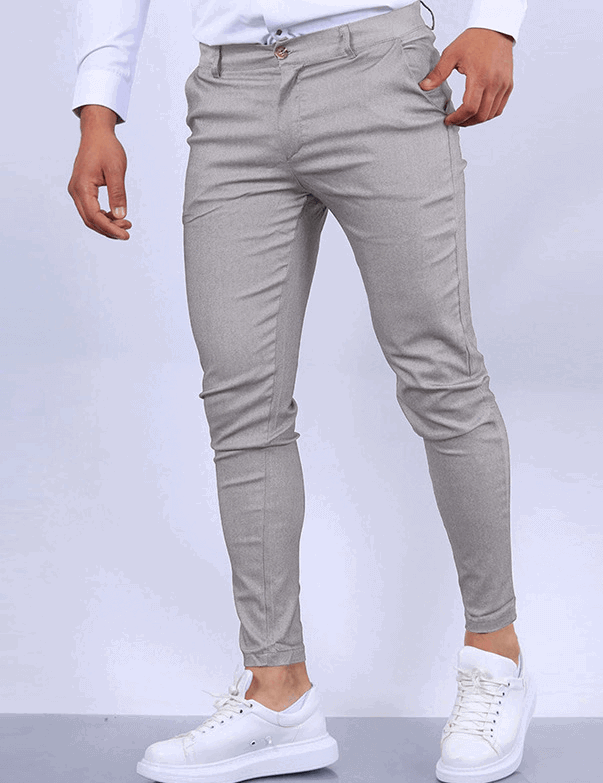 Women's Stretch Pants - Soft Slim Fit Casual & Formal Wear in Light Grey-1