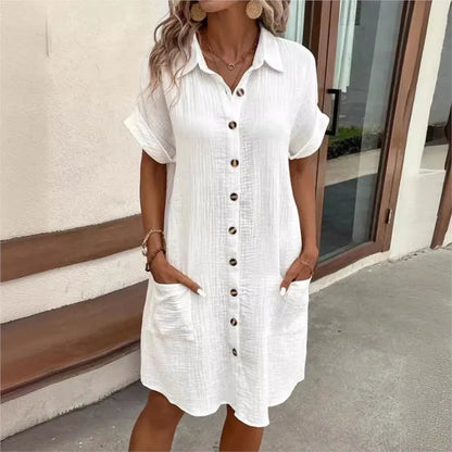 Yasmin Comfortable Summer Shirt Dress with Double Pocket