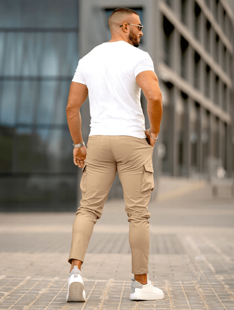 Men's Cargo Pants - Khaki Casual Style with Multiple Pockets and Comfortable Fit-6