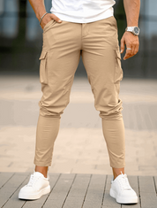 Men's Cargo Pants - Khaki Casual Style with Multiple Pockets and Comfortable Fit-1
