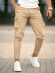 Men's Cargo Pants - Khaki Casual Style with Multiple Pockets and Comfortable Fit-2