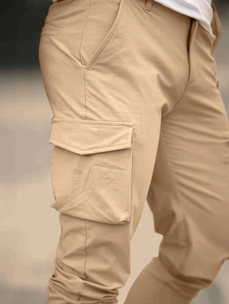 Men's Cargo Pants - Khaki Casual Style with Multiple Pockets and Comfortable Fit-4