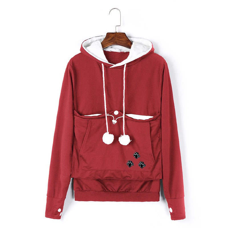 Women's Zip Up Hoodie with Cat Pocket - Soft Sweatshirt for Comfort-2