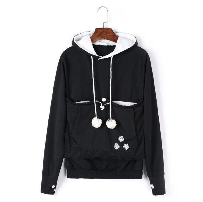 Women's Zip Up Hoodie with Cat Pocket - Soft Sweatshirt for Comfort-1