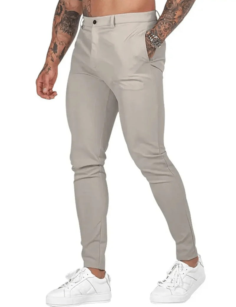 Men's Chino Pants - Stretchy Fabric, Slim Fit, Versatile Style