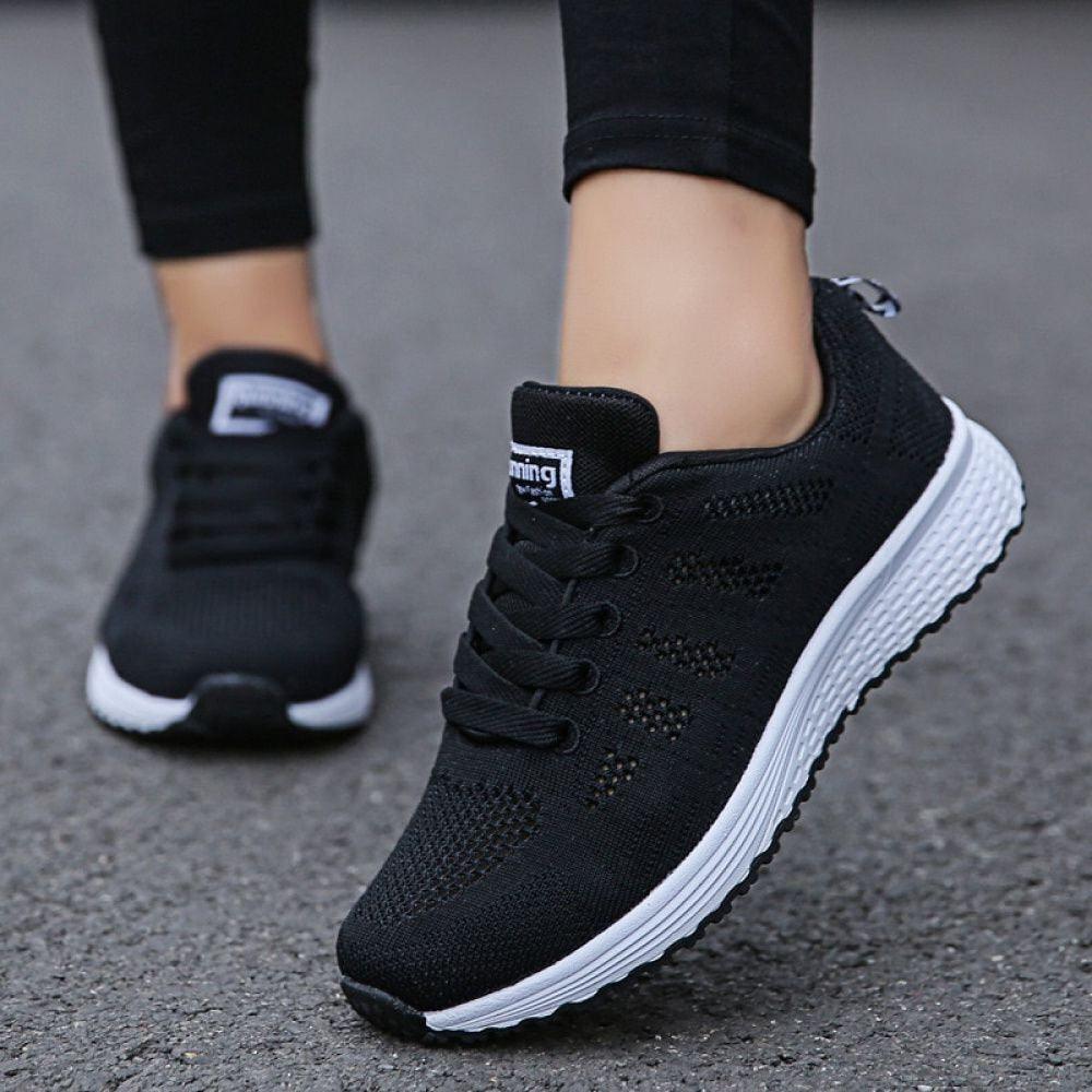 Women's White Sneakers - Comfortable Walking Shoes for Daily Wear
