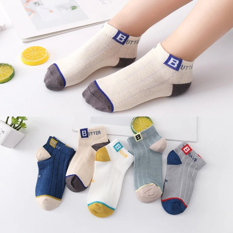 Braves Kids' Cotton Mesh Socks - 5 Pairs