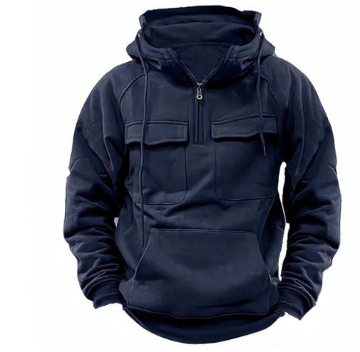 Men's Half Zip Hoodie - Comfortable Sweatshirt with Pockets, Relaxed Fit-3