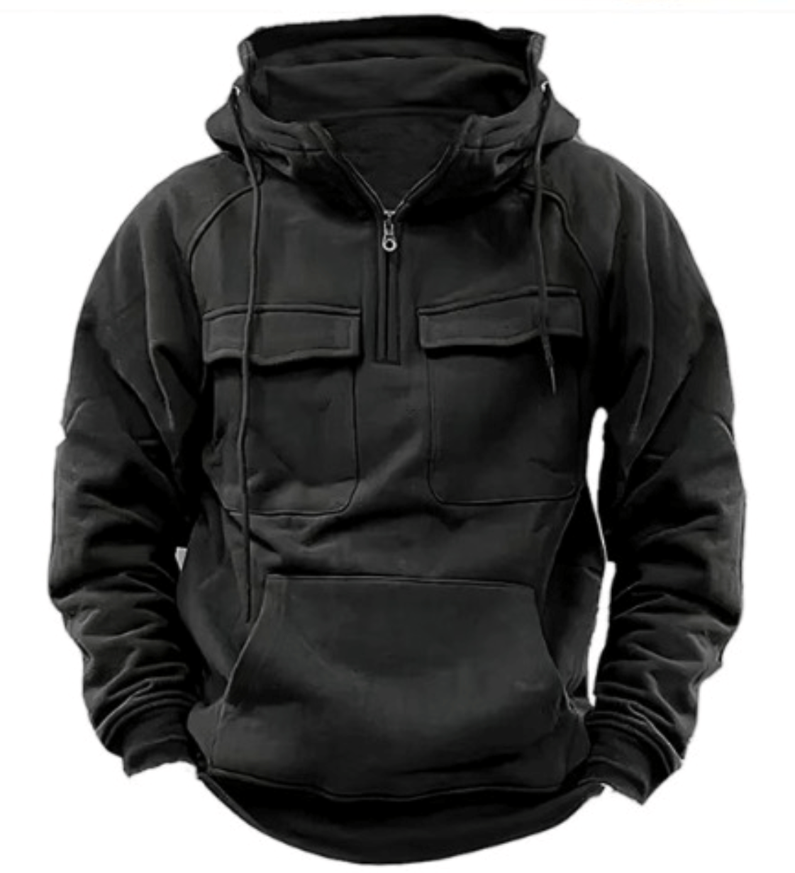 Men's Half Zip Hoodie - Comfortable Sweatshirt with Pockets, Relaxed Fit-2