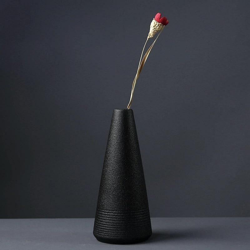 Akia Black Textured Vase