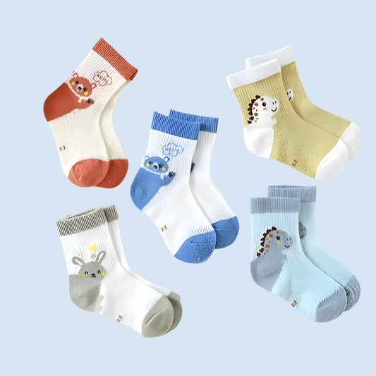 CritterSox Kids Thin Mesh Cartoon Animal Socks - 5 Pairs