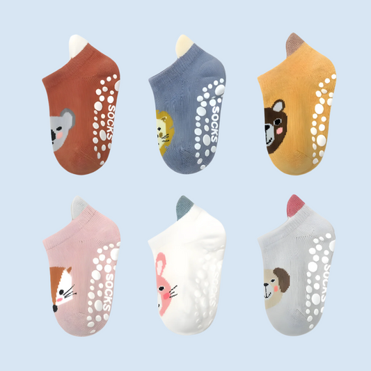 ComfyCritter Kids' Cartoon Grip Socks - 6 Pairs