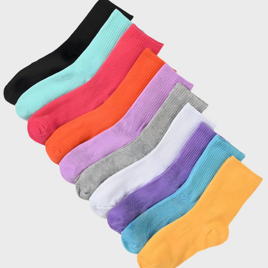 SolidColored Mid Length Women's Socks - 10 Pairs