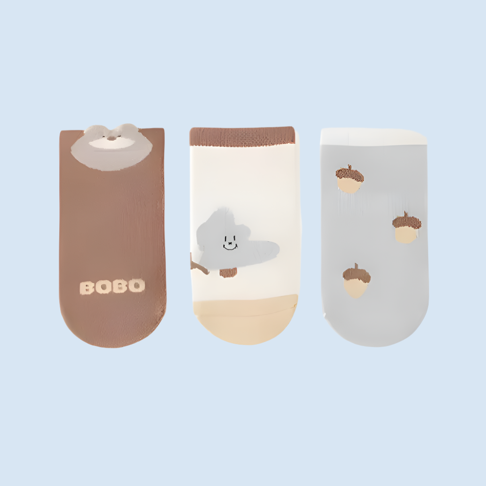 CharmCotton Baby Cotton Grip Socks - 3 Pairs