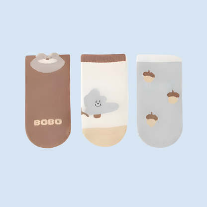 CharmCotton Baby Cotton Grip Socks - 3 Pairs