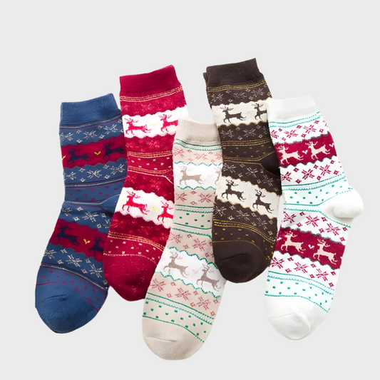 CozyMarks Warm Cotton & Wool Blend Socks for Women - 5 Pairs