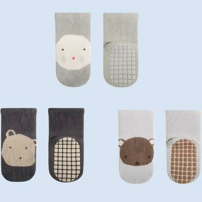 CozyStep Baby Cartoon Grip Socks - 3 Pairs