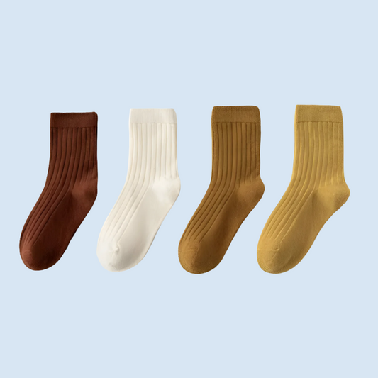 CozyCotton Solid Cotton Socks for Kids - 4 Pairs