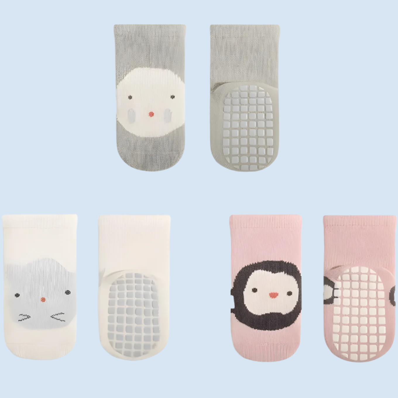 CozyStep Baby Cartoon Grip Socks - 3 Pairs