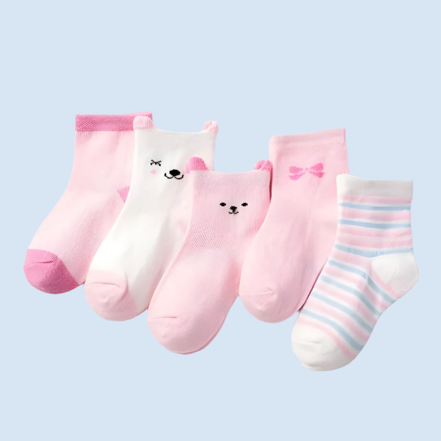 WhiskerWonder Warm Kids' Soft Cotton Socks -  5 Pairs