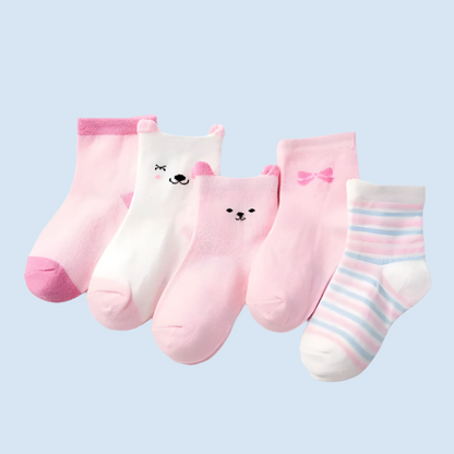 WhiskerWonder Warm Kids' Soft Cotton Socks -  5 Pairs