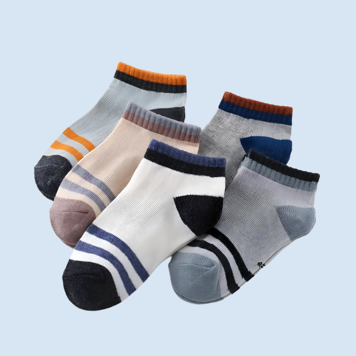 StripeCool Kids' Low Cut Socks - Breathable - 5 Pairs