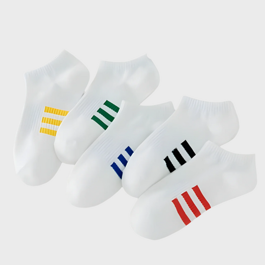 StylishTrend - Non-Slip White Cotton Boat Socks - 5 Pairs