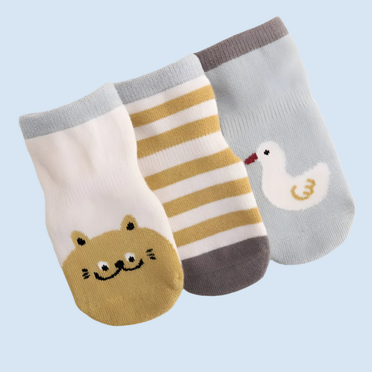 WarmTread Cartoon Baby Grip Socks - 3 Pairs