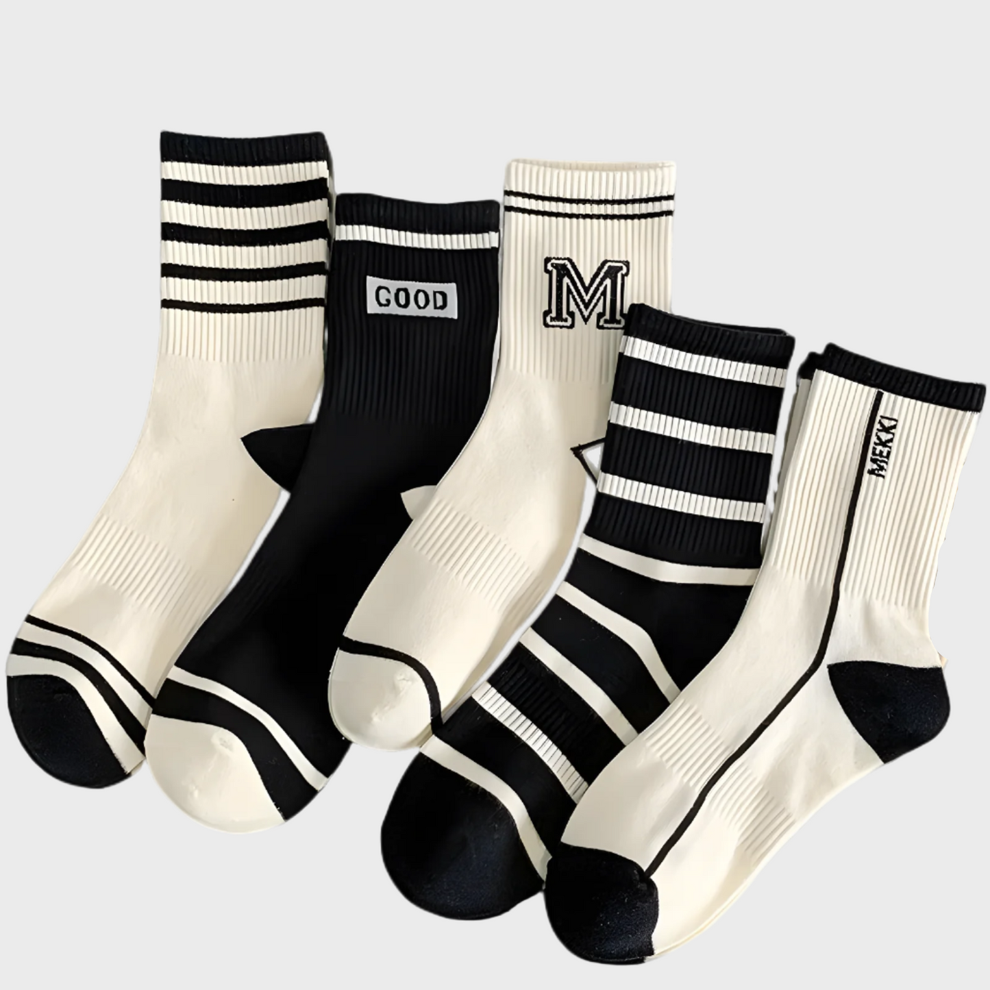 ChicStripes Warm Women's Crew Socks - 5 Pairs