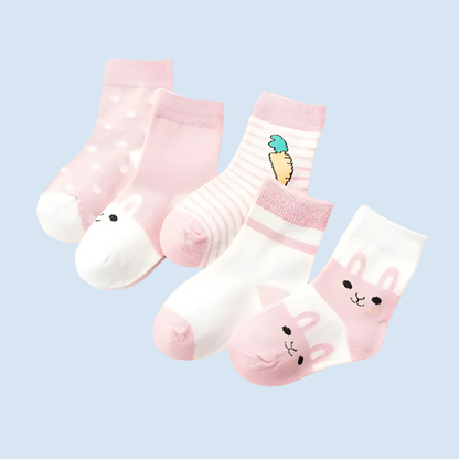 WhiskerWonder Warm Kids' Soft Cotton Socks -  5 Pairs