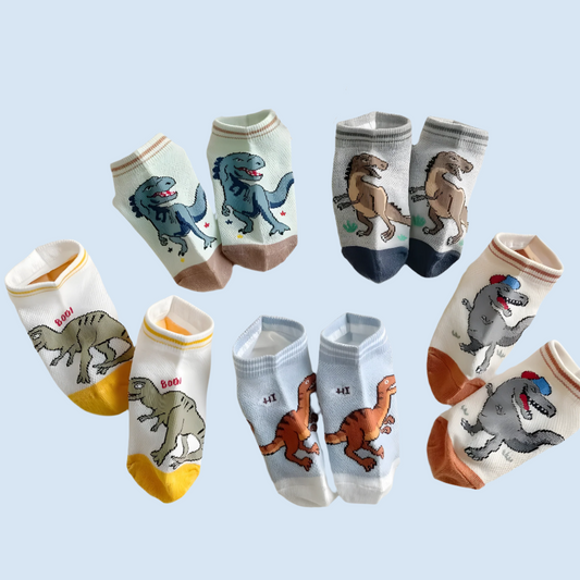 DinoStride Boys Dinosaur Socks - 5 Pairs