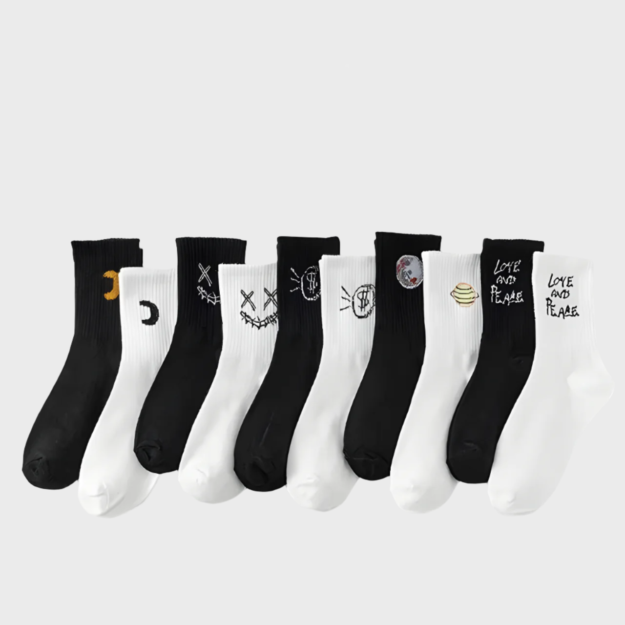 FigureStreet Unisex Crew Socks for for Autumn & Winter - 5 Pairs