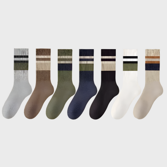 VintageStriped Men's Breathable Thermal Socks - 7 Pairs