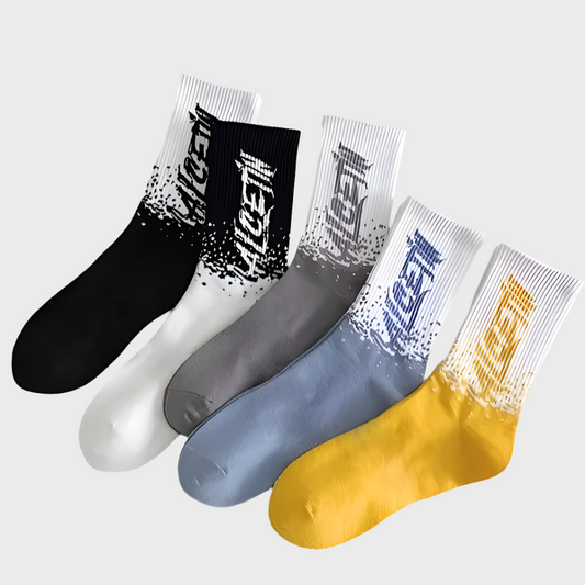 FadedSteps Unisex Breathable High Tube Crew Socks - 5 Pairs