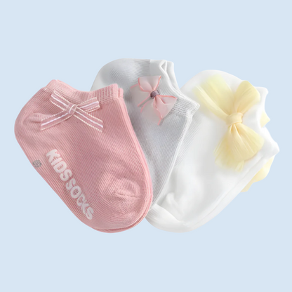 CutieFloral - Breathable Cotton Newborn Socks - 3 Pairs