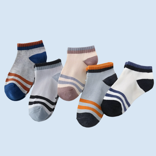 StripeCool Kids' Low Cut Socks - Breathable - 5 Pairs