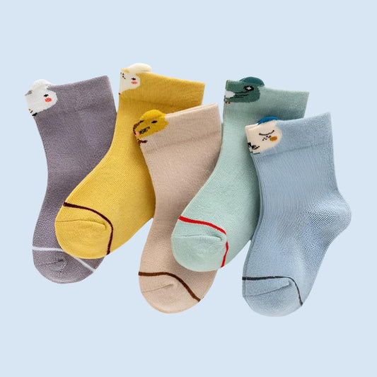 CozyPals Kids Animal Socks - 5 Pairs, Warm Cotton for Autumn & Winter