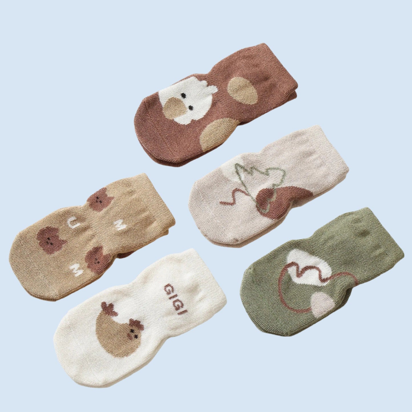 PlayfulPaws Anti-Slip Baby Socks - 5 Pairs